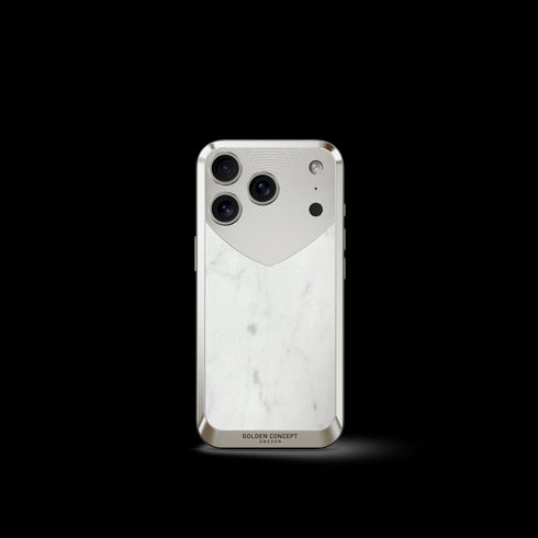 iPhone Case / RST17 - Magnetic Shield Marble Edition - Bianca Carrara - Silver