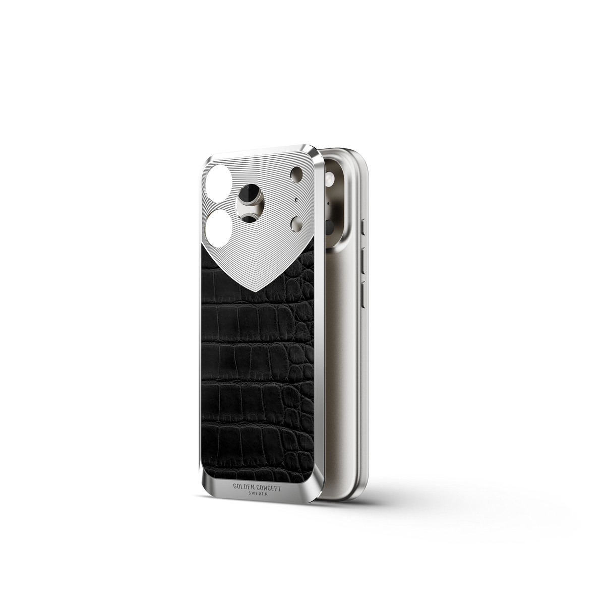 Matte Black Alligator iPhone 17 Backplate | GOLDEN CONCEPT
