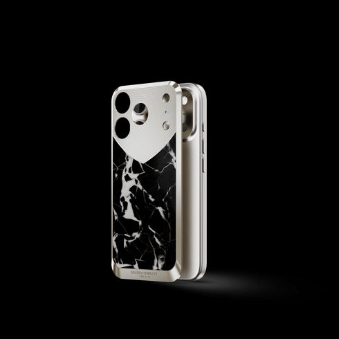 iPhone Case / RST17 - Magnetic Shield Marble Edition - Nero Marquina - Silver