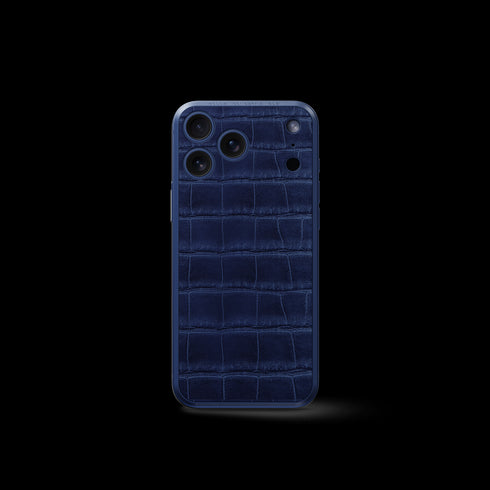 iPhone Case 17 / Magnetic Shield - Croco Embossed - Midnight Blue