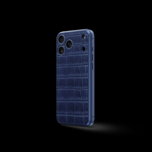 iPhone Case 17 / Magnetic Shield - Croco Embossed - Midnight Blue