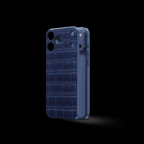 iPhone Case 17 / Magnetic Shield - Croco Embossed - Midnight Blue