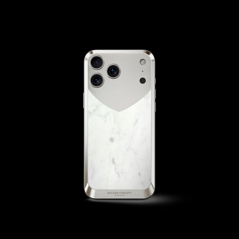 iPhone Case / RST17 - Magnetic Shield Marble Edition - Bianca Carrara - Silver