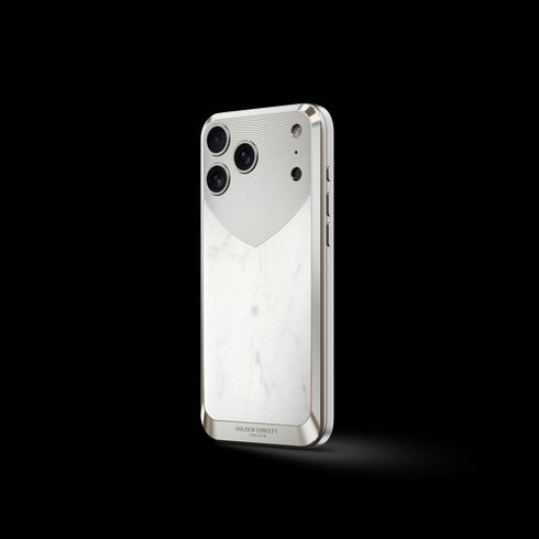 iPhone Case / RST17 - Magnetic Shield Marble Edition - Bianca Carrara - Silver
