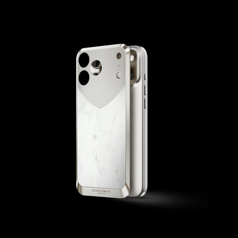 iPhone Case / RST17 - Magnetic Shield Marble Edition - Bianca Carrara - Silver