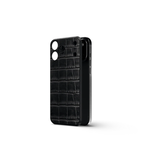iPhone Case 18 / Magnetic Shield - Croco Embossed - Black
