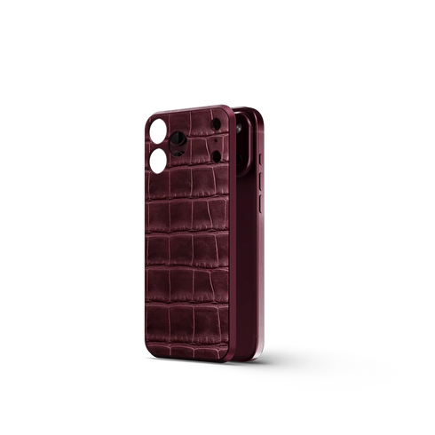 iPhone Case 18 / Magnetic Shield - Croco Embossed - Burgundy