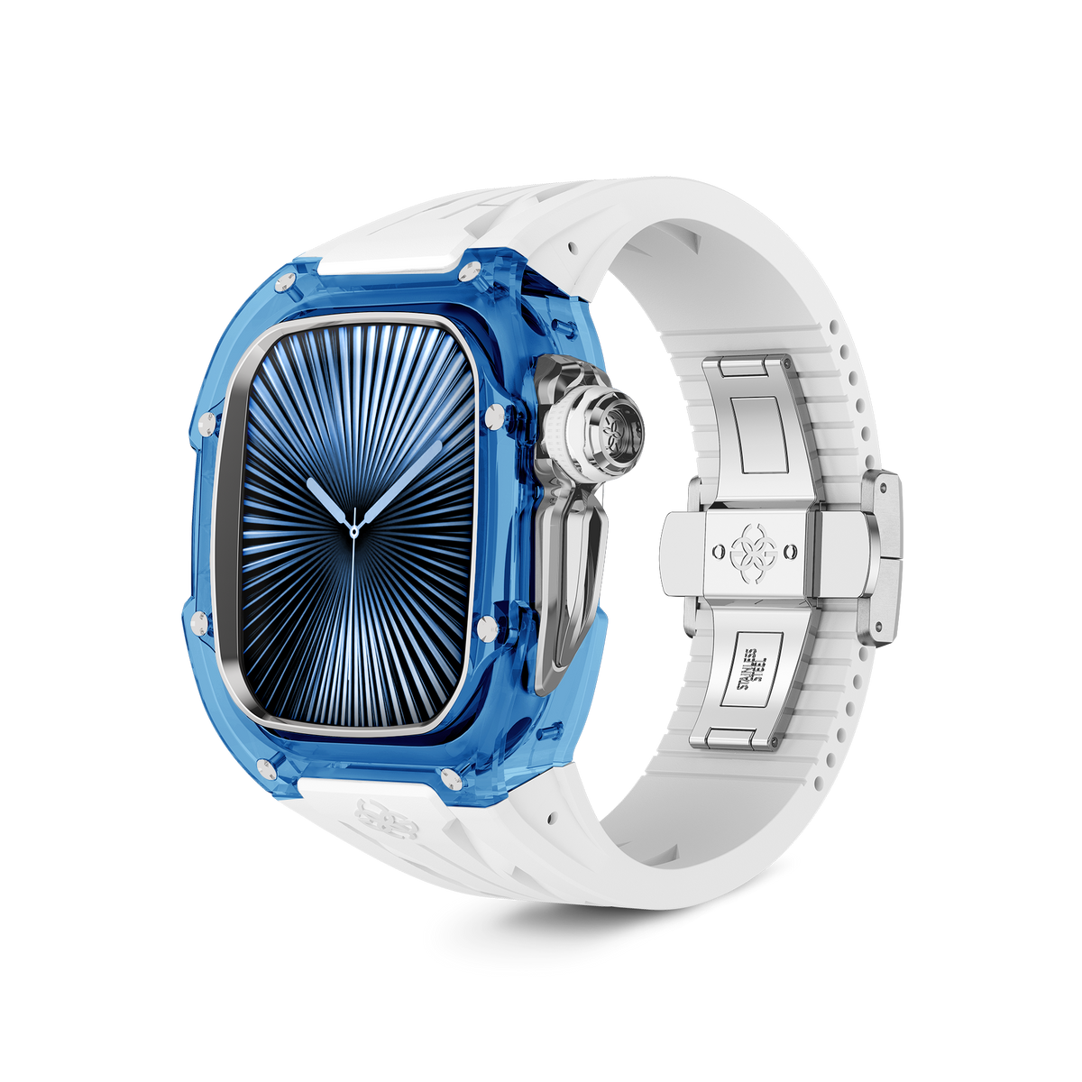 44 45 クリスタルv3 apple watch クリア銀白 カスタム ケース 44 45 クリスタルv3 apple watch クリア銀白 カスタム ケース