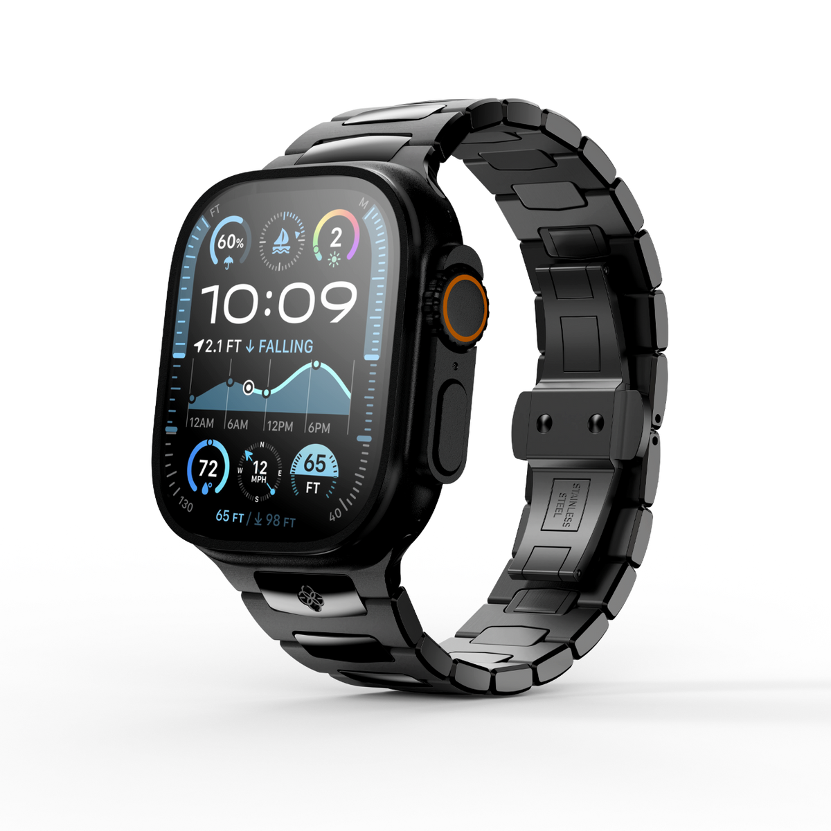 Royal Apple Watch Strap in Black: Click-to-Resize | GOLDEN
