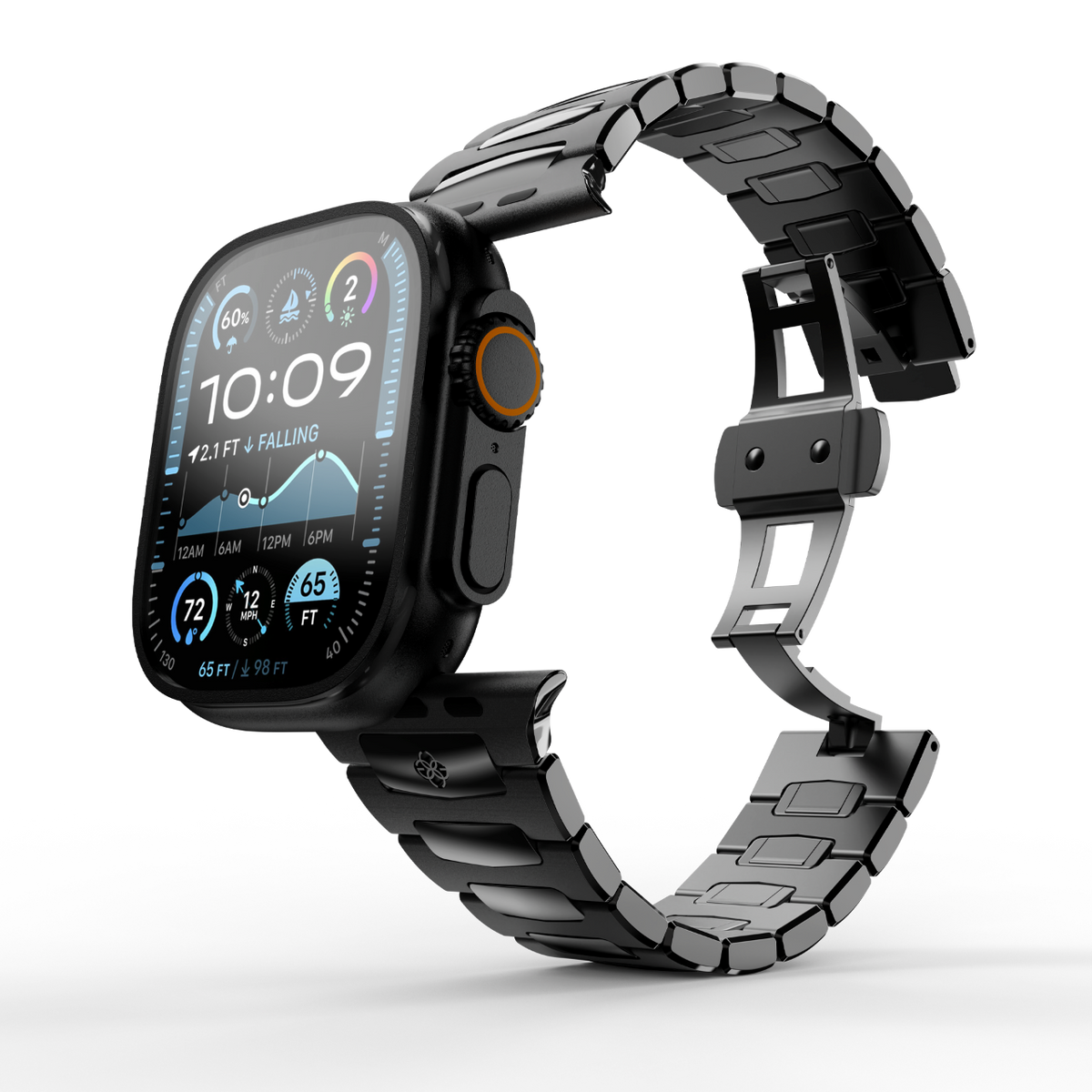 Royal Apple Watch Strap in Black: Click-to-Resize | GOLDEN