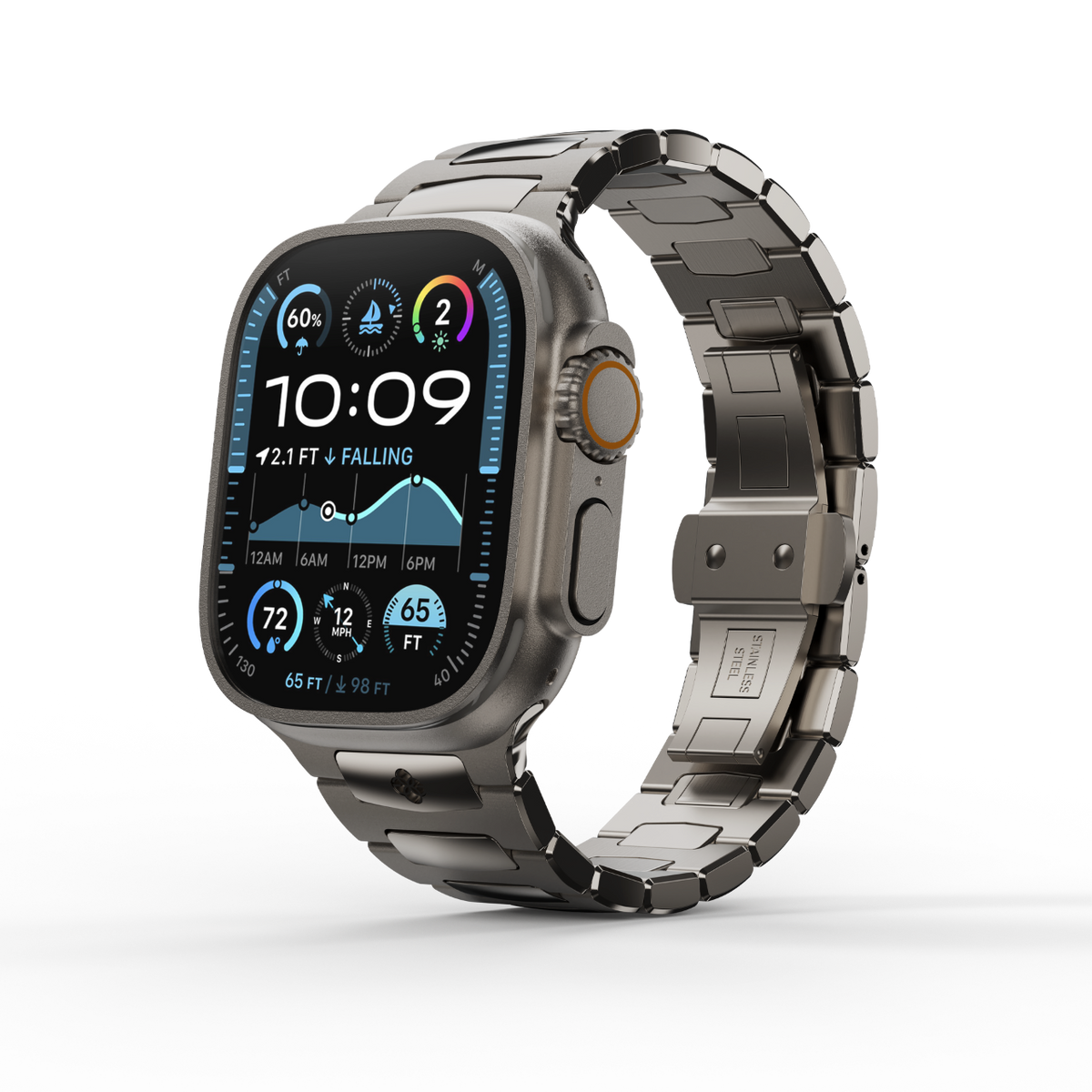 ゴールデンコンセプト II Titanium Grey Royal Apple Watch Strap Titanium grey: Click-to-Resize