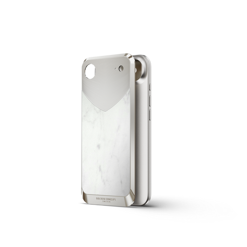 iPhone Case / RST17 - Magnetic Shield Marble Edition - Bianca Carrara - Silver