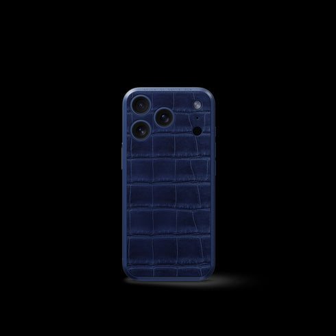 iPhone Case 17 / Magnetic Shield - Croco Embossed - Midnight Blue