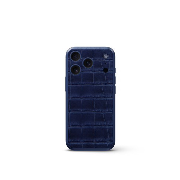 iPhone Case 17 / Magnetic Shield - Croco Embossed - Midnight Blue