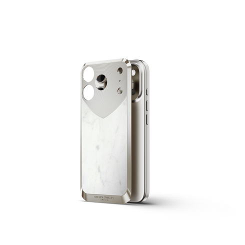 iPhone Case / RST17 - Magnetic Shield Marble Edition - Bianca Carrara - Silver