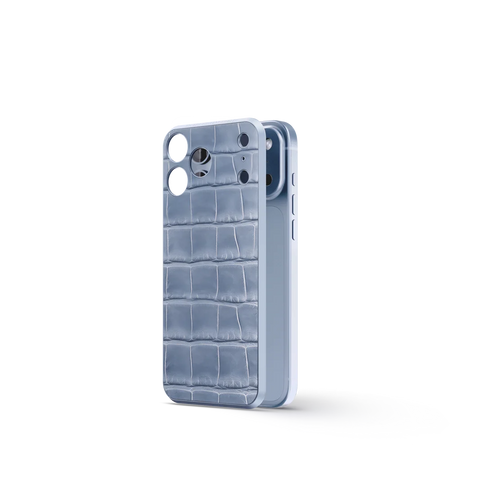 iPiPhone Case 18 / Magnetic Shield - Croco Embossed - Light Blue