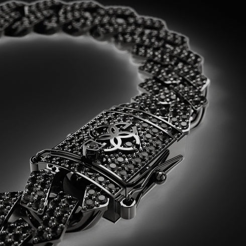 Necklace - Cuban Iced - Black