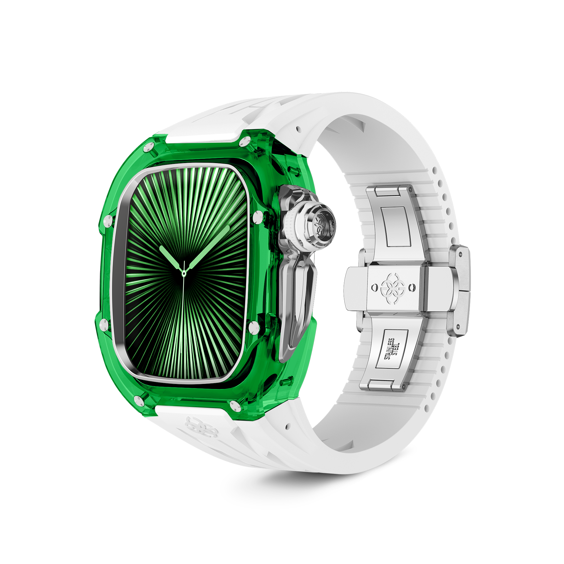 Sapphire Green Apple Watch Case for new Series 10 | Golden Sapphire Green Apple Watch Case for new Series 10 | Golden