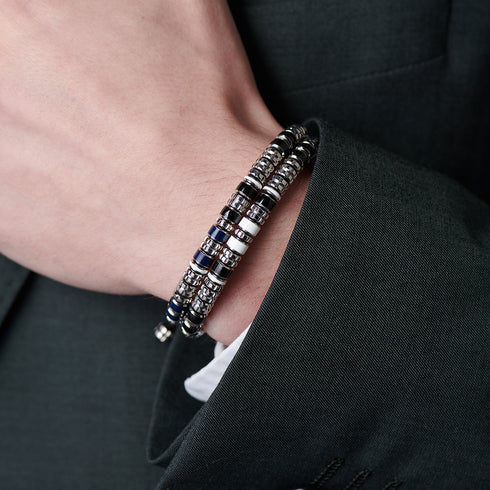 Bracelet - EV - Silver -Blue & Black